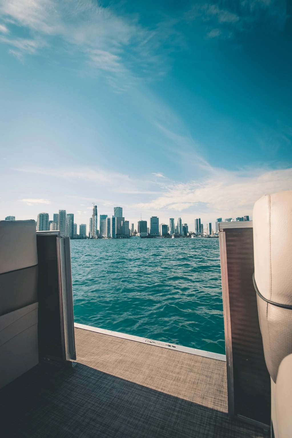A motor yacht in Miami waters representing U.S. brand positioning