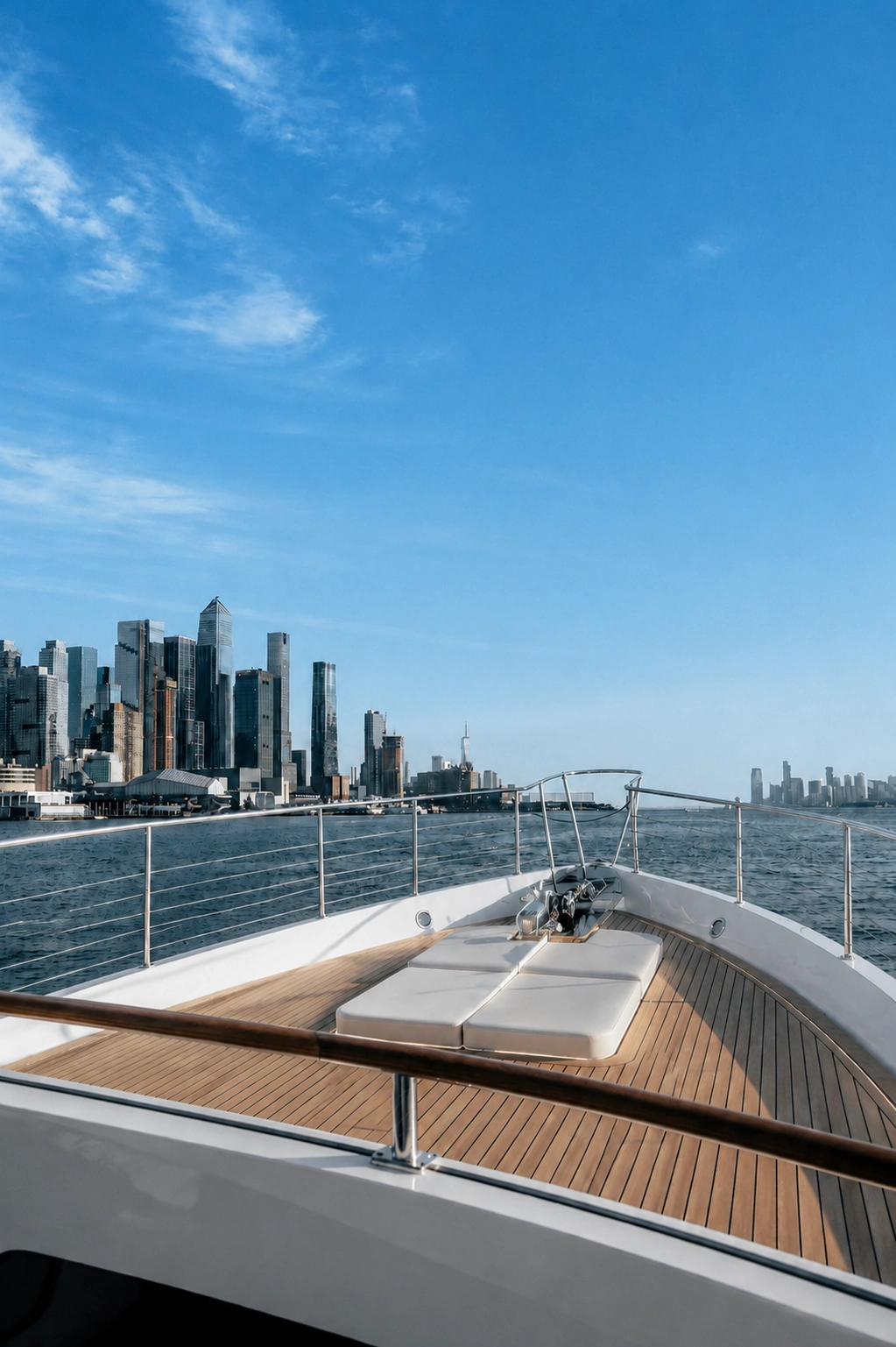 The Lower Manhattan skyline with One World Trade Center rising above the Financial District