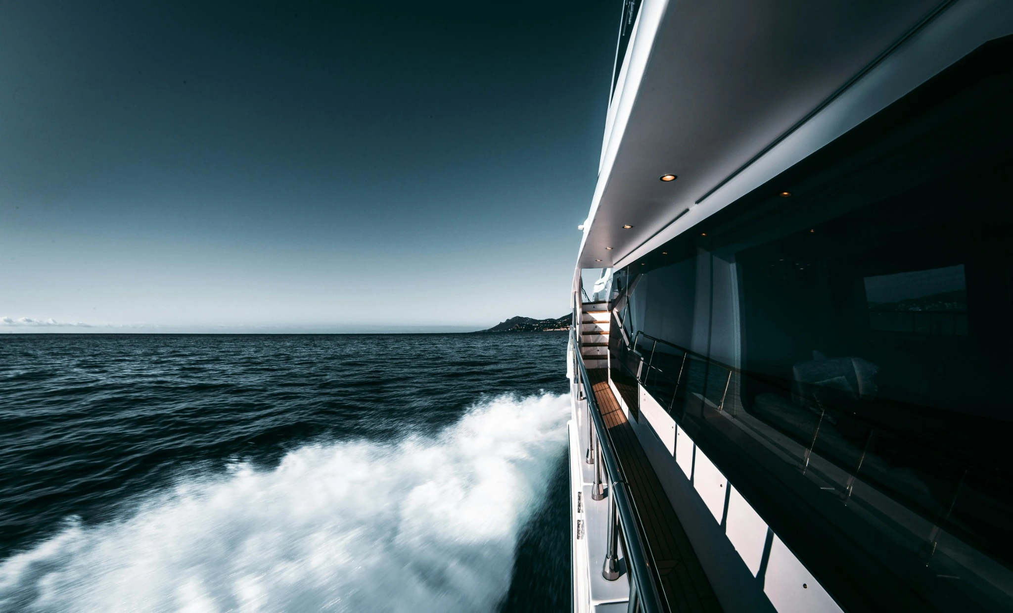 A yacht underway on open water